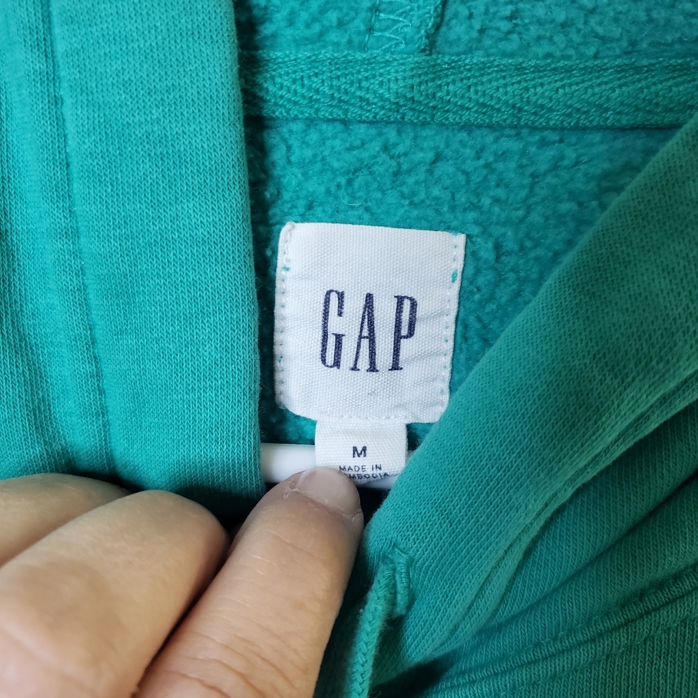 Gap Green y2K Pullover Patch Logo Warm Womens Sweatshirt Casual Medium Fall Wint - Picture 4 of 6